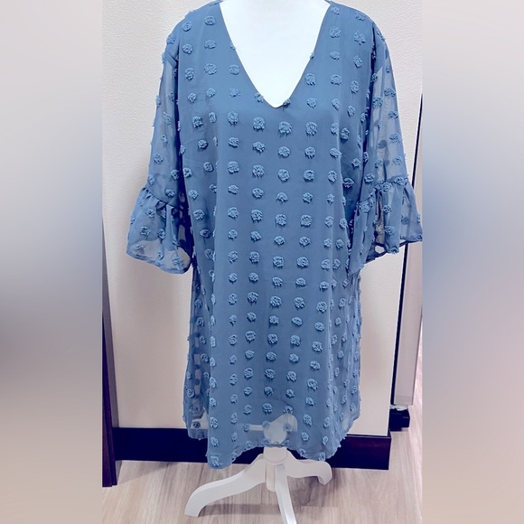Chic Blue Textured Dress XXL - Picture 1 of 13